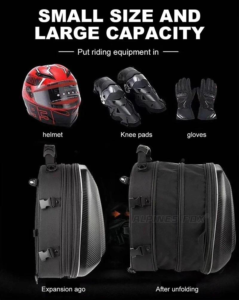Product Introduction of ROCK BIKER 18-24L Carbon Fiber Motorcycle Tail Bag Waterproof Motorbike Rear Back Seat Bag Moto Helmet Travel Bag Rider Backpack 52
