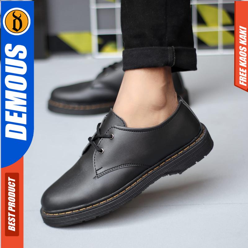 DEMOUS MINATO - Sepatu Formal Pantofel Docmart Hitam Pria Kerja Shoes 5