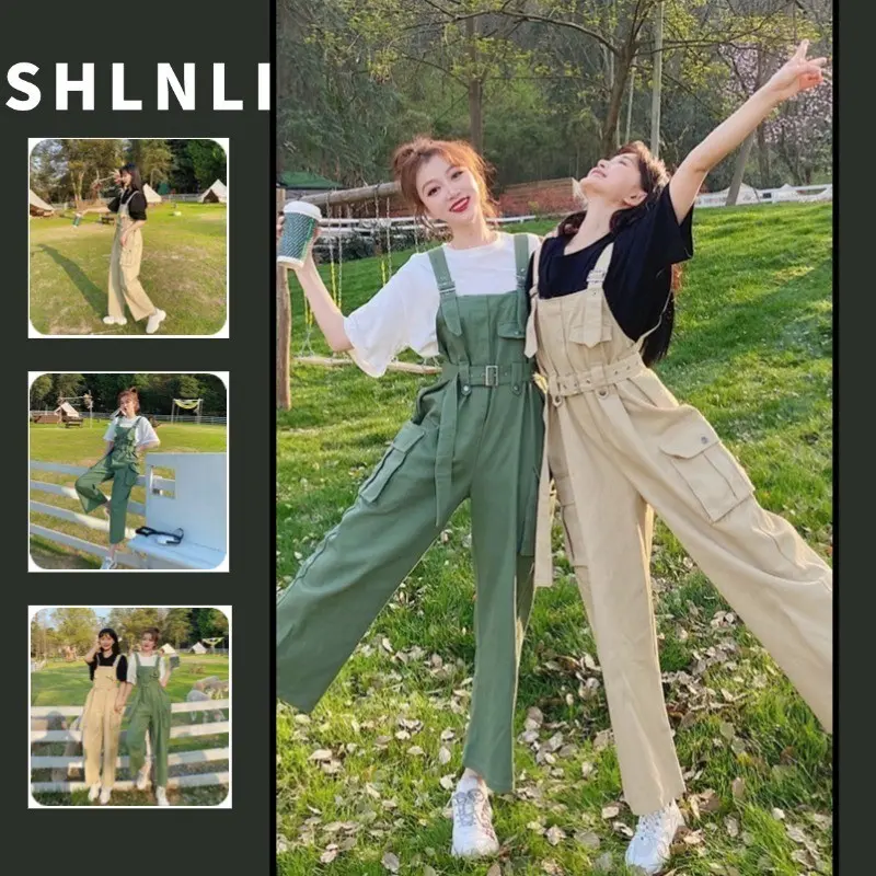 Spring Summer Women's Casual Loose Wide Leg Overalls