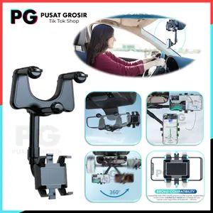 Car Phone Holder Mobil HD59 HD-59 stand handphone fleksibel penjepit gantung kaca tengah rearview mirror dudukan hp standing hape hpmobil