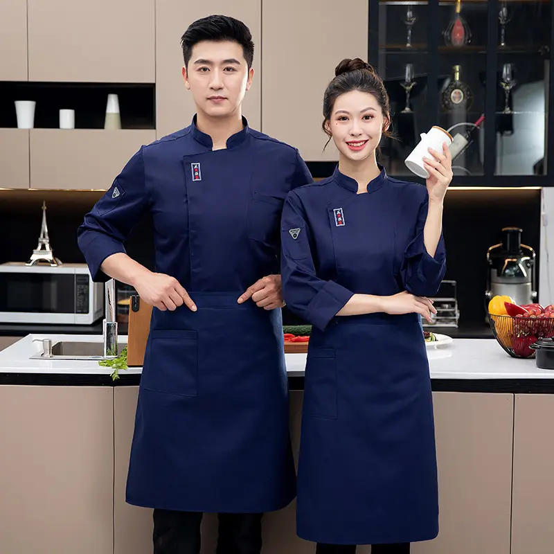Chef Uniform Long Sleeve - Professional Kitchen Workwear for Men/Women, Restaurant Hotel Café Hotpot Staff Outfit, Autumn Winter Cooking Jacket (Unisex)