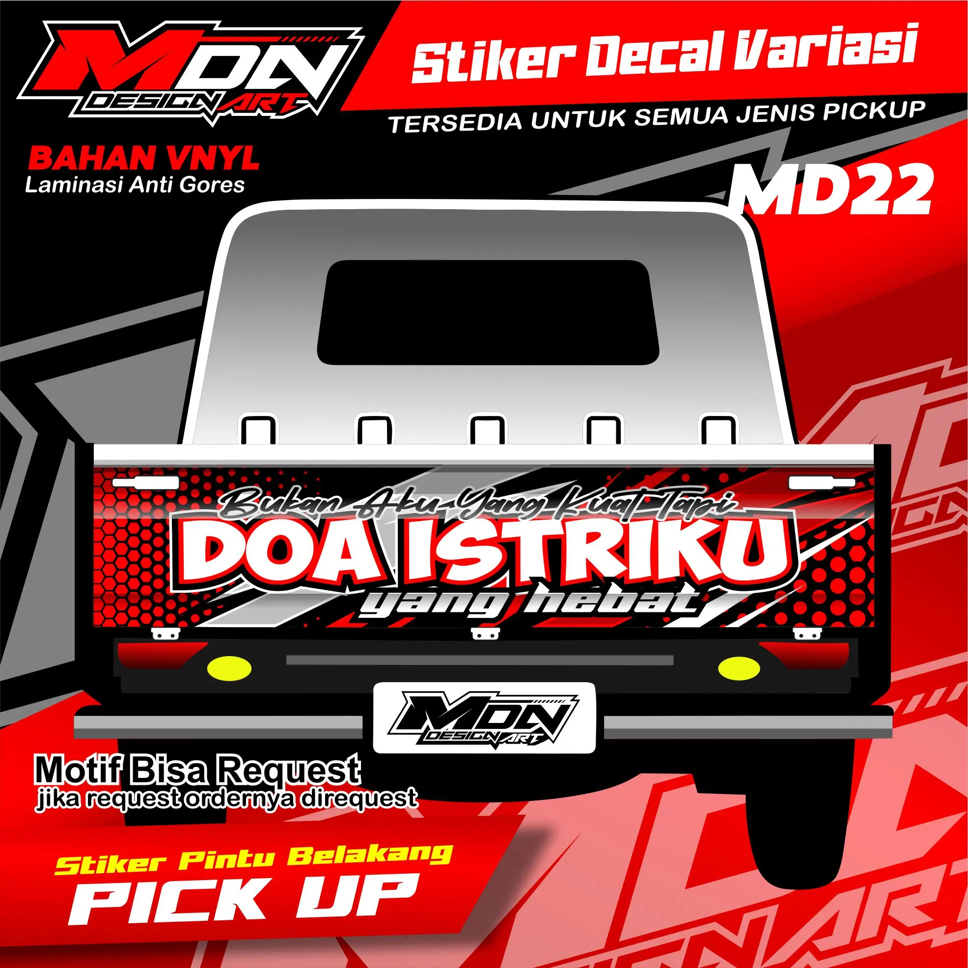 Stiker Decal Pintu Belakang  All Pick Up L300, Futura, Granmax, New Carry, Traga, Bisa Request Kendaraan