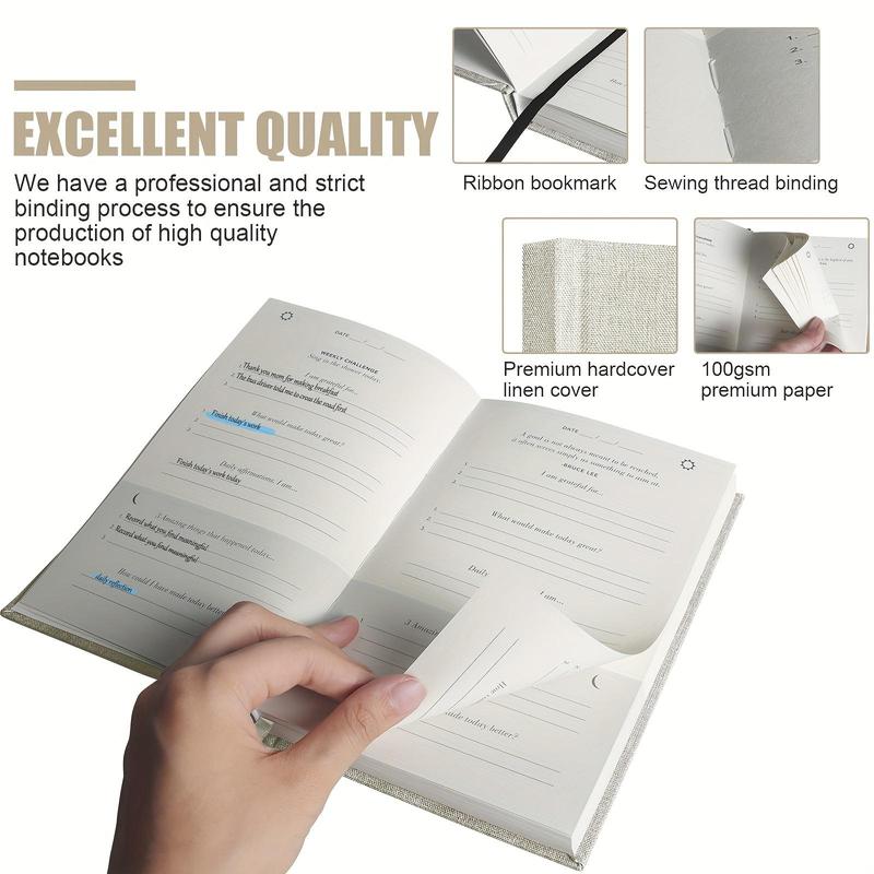 Gratitude Letter Pattern Notebook, 1 Count Modern Simple Durable Daily Guide Planner Notebook, Creative Multi-purpose Notebook for Home Office School 3