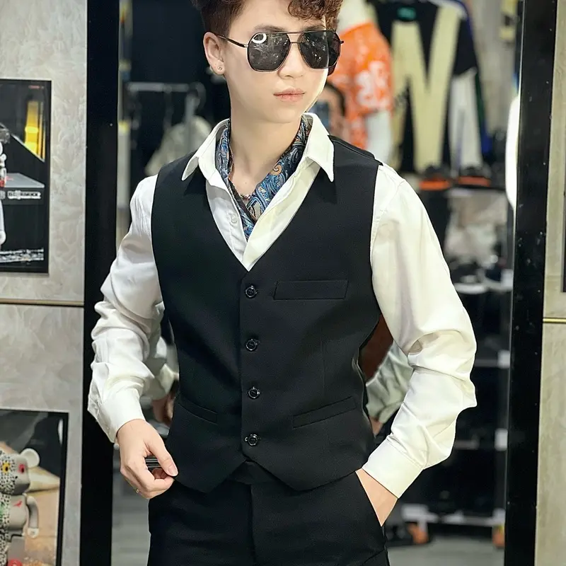 BỘ VEST FOM NHỎ+ KÈM TRÂM CÀI ÁO+ÁO GILE (làm theo chiều cao cân nặng) 4