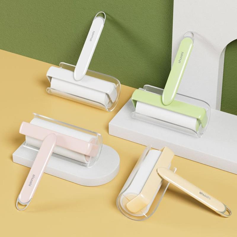 Product Introduction of Convenient Reusable Clothes Hair Sticky Roller Dust Remover Plastic Pet Hair Remover Non-stick Handle T-Shape Clothes Lint Roller Household 12