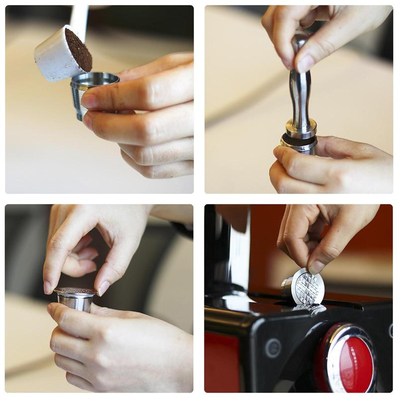 Product Introduction of Nespresso Stainless Steel Refillable Coffee Capsule Coffee Filter Coffee Pod New With Spoon 40