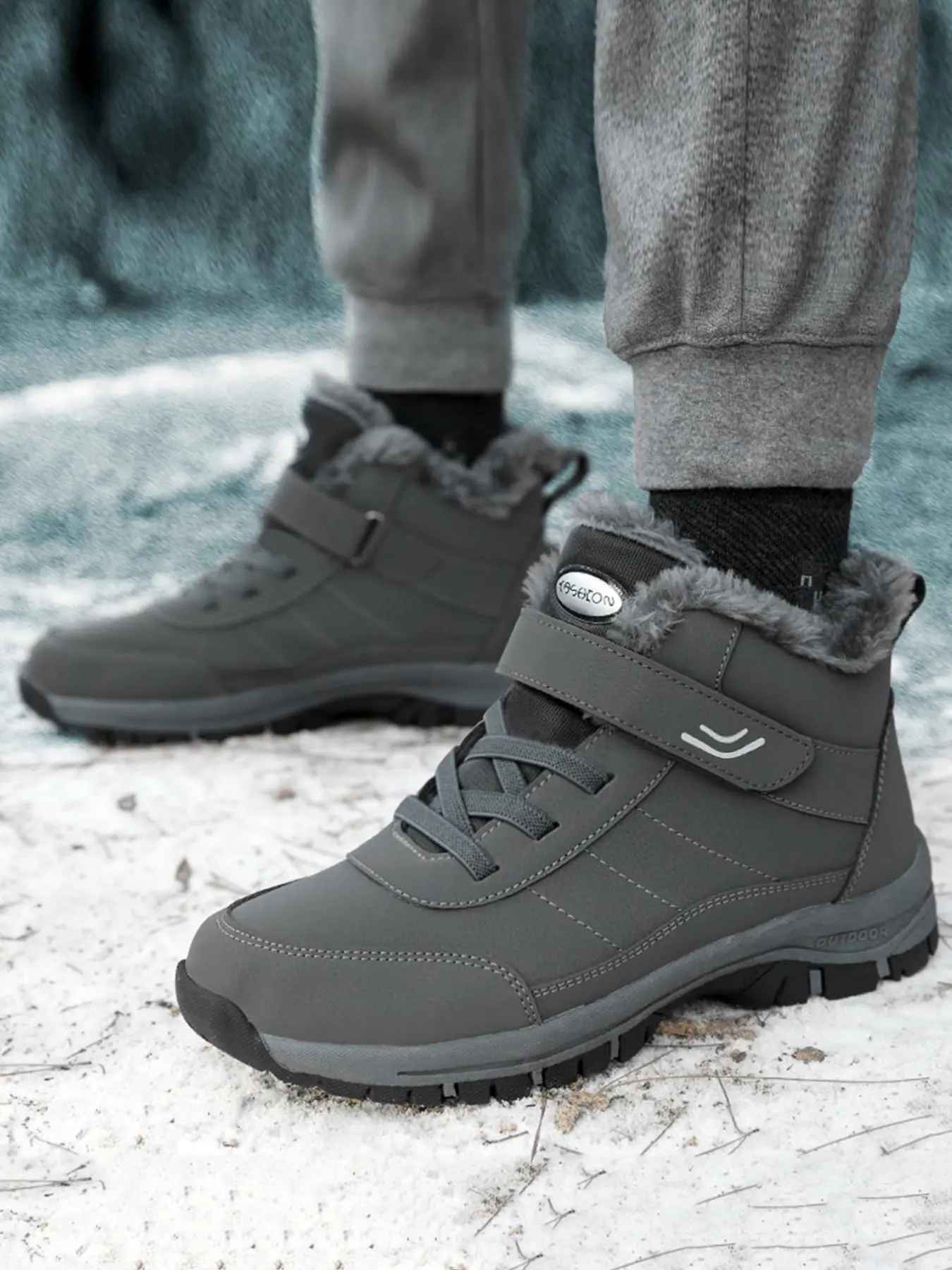 Men's Solid Color Plush/no Plush Lined Lace Up Ankle Boot, Casual Warm Snow Boot for Winter, Non-slip Outdoor Shoes for Men Boot for Men