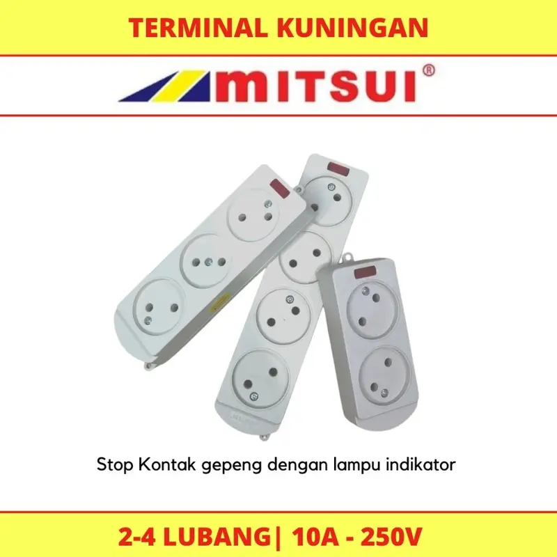 Mitsui Stop Kontak Gepeng 2 3 4 Lubang SNI + Lampu Indikator 2