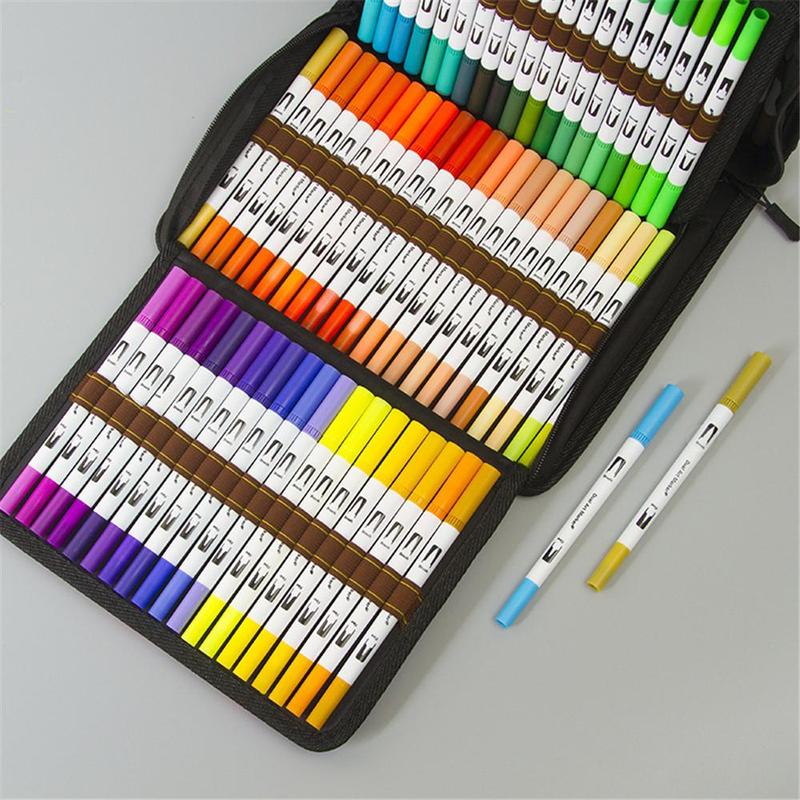 1 Set Dual Tip Marker Pen, Watercolor Marker Pen with 60 Colors, Art Pen For Calligraphy Painting Sketch 8