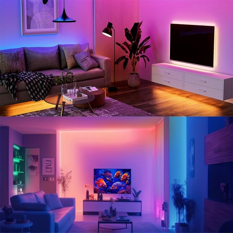 Đèn LED đổi màu trong nhà, đèn flash nhạc, điều khiển bằng APP, đèn LED, đèn nhạc, đồng bộ hóa TV, trang trí nền, đèn trần LED, đèn LED trang trí, điện áp 5v, đèn ngày lễ, thích hợp cho phòng ngủ, phòng khách, cầu thang, có mặt sau tự dính 7