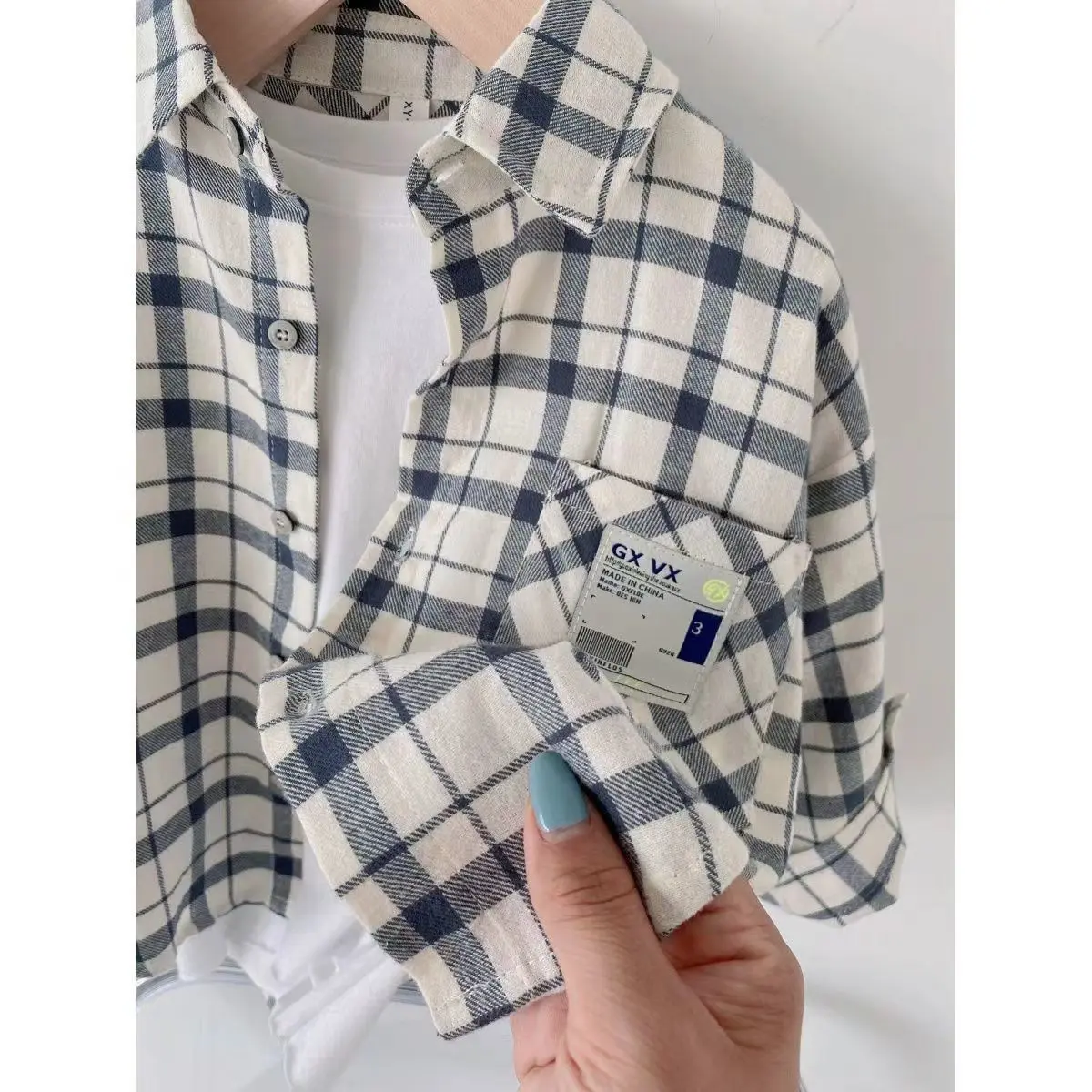 Áo Sơ Mi Trẻ Em, Dành Cho Nam Giới, Hàng Mới Về 2024, Thời Trang, Áo Sơ Mi Kẻ Sọc Cotton Nguyên Chất, Phong Cách Mùa Thu, Cổ Polo, Áo Cardigan, Thời Trang Trẻ Em