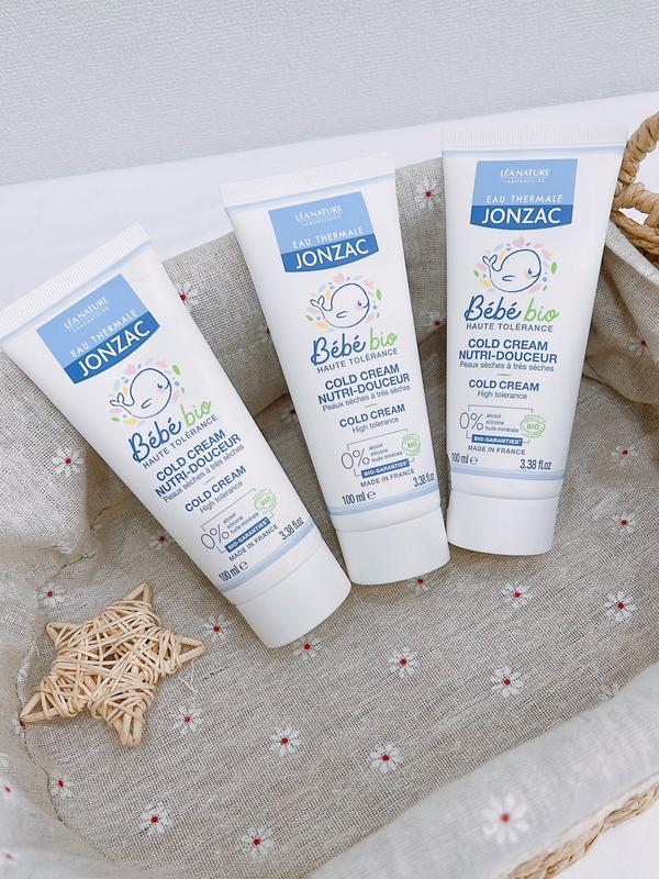 Kem dưỡng ẩm hữu cơ cho bé da nhạy cảm rôm sảy Jonzac Bebe Bio cho bé từ sơ sinh 100ml