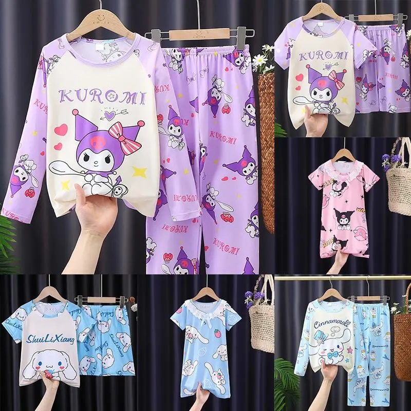 Kuromi Pajama For Kids Cinnamoroll Lotso Pajama For Girls Thin Cartoon Anime Cute Comfortable Home Clothes Set Girls' Clothes  Nightwear
