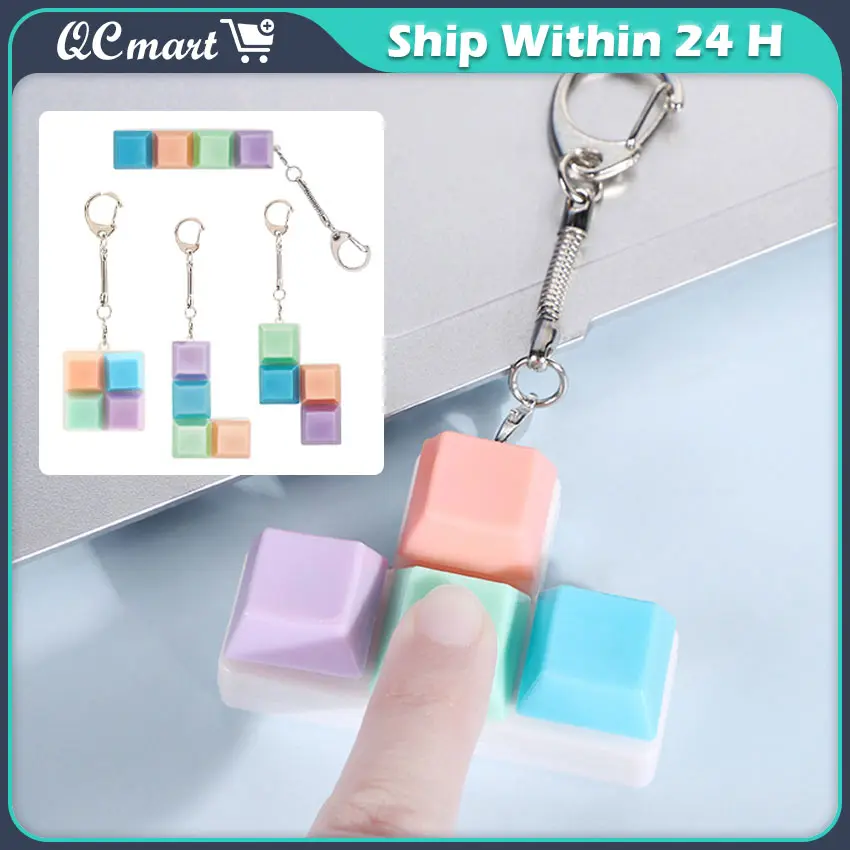 Decompress Fingertip Keychain 4-Button Keycaps Fidget Keyborad Button ...