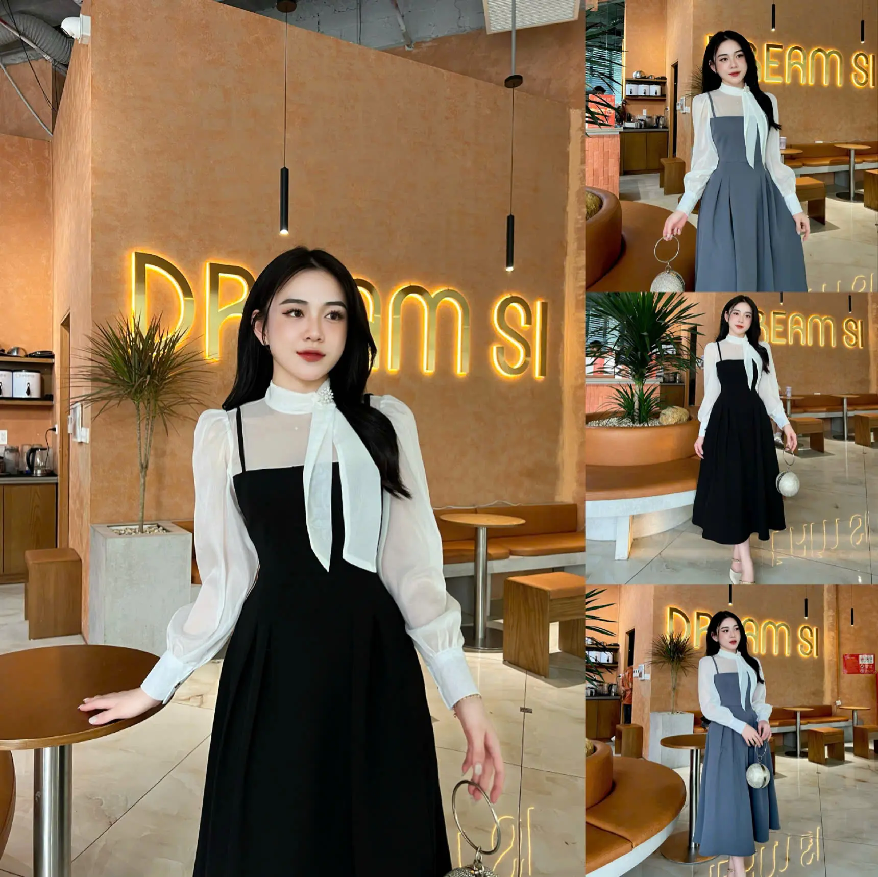 Váy Thiết Kế Evii C96 dành cho nữ , Đầm thiết phối tơ, cổ nơ dài dáng A xoè che khuyết điểm (tặng kèm tag cài) phù hợp đi chơi và dự tiệc Women Dress