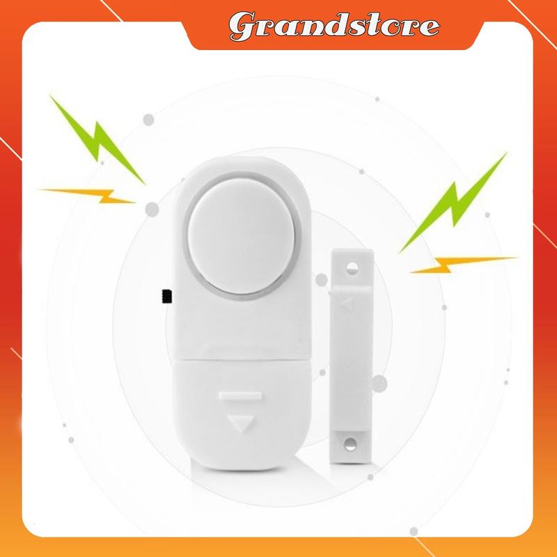 Chuông báo động chống trộm gắn cửa không dây cảm ứng từ kêu to có công tắc có lắp sẵn pin, chuông gài dán báo cửa Alarm