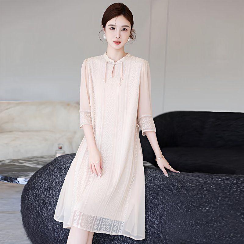 Product Introduction of Váy Thêu Lụa, Phong Cách Trung Quốc, Hàng Mới Về Mùa Hè 2025, Sườn Xám, Làm Bằng Lụa Dâu Tằm, Thanh Lịch Và Rộng Rãi, Váy Sửa Đổi 8