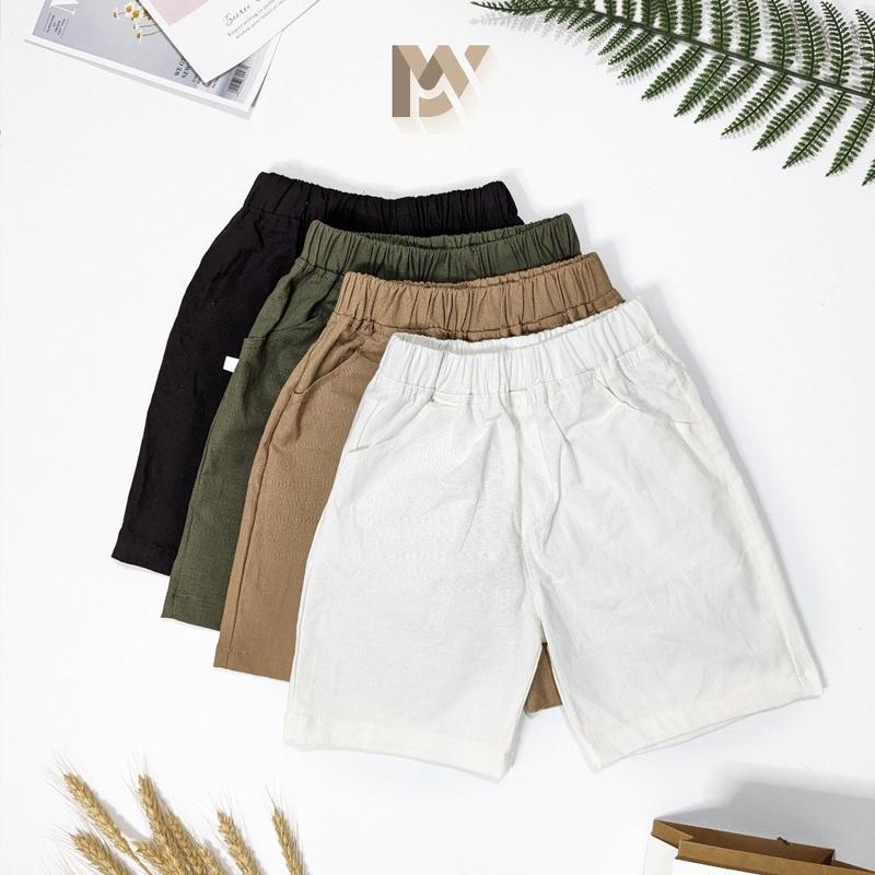 Combo 3 quần đùi Kaki cho bé siêu đẹp giá rẻ có chun eo co giãn tặng kèm tất cho bé