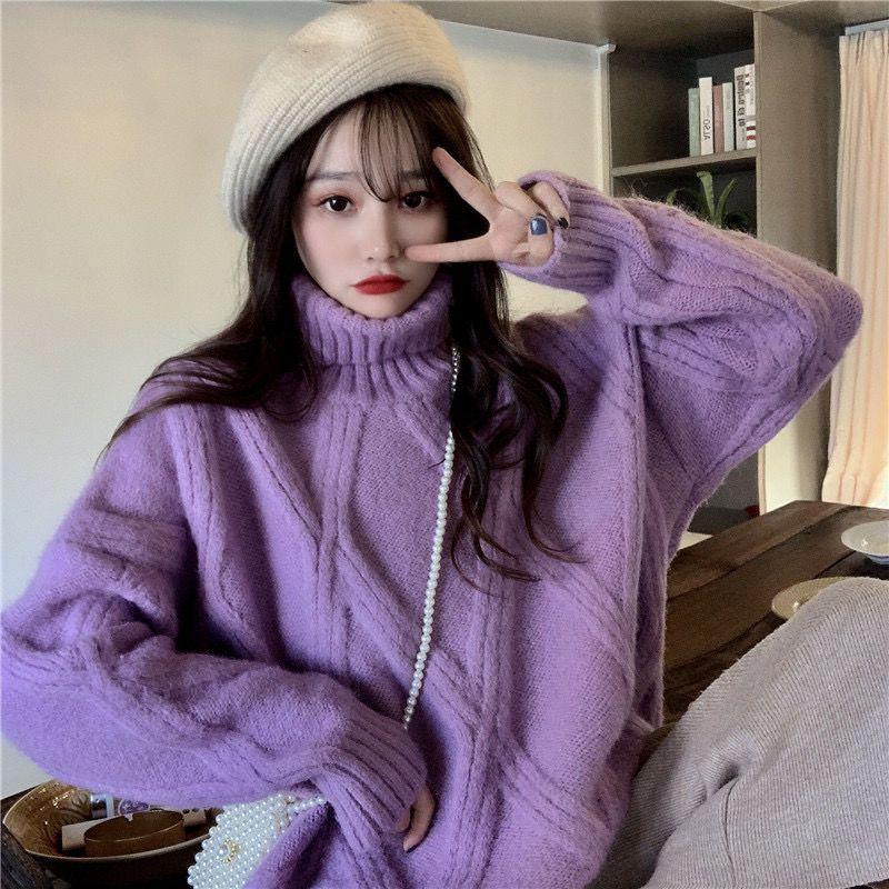 【áo sweater ins】Áo Len Xoắn Cổ Lọ Dáng Rộng Vừa Vặn, Dành Cho Nữ, Mùa Thu Và Mùa Đông, Hàng Mới Về 2022, Phong Cách Hàn Quốc, Áo Sơ Mi Lớp Nền Lười Biếng Dày, Dễ Phối Đồ Có Thể Mặc Ngoài Trời, Quần Áo Nữ, Quần Áo Trung Quốc, Áo Sơ Mi Dệt Kim Nữ 2