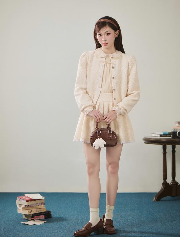 Set bộ rời áo khoác dạ và chân váy dáng ngắn Milie set by Khales màu kem nhẹ nhàng thanh lịch nữ tính