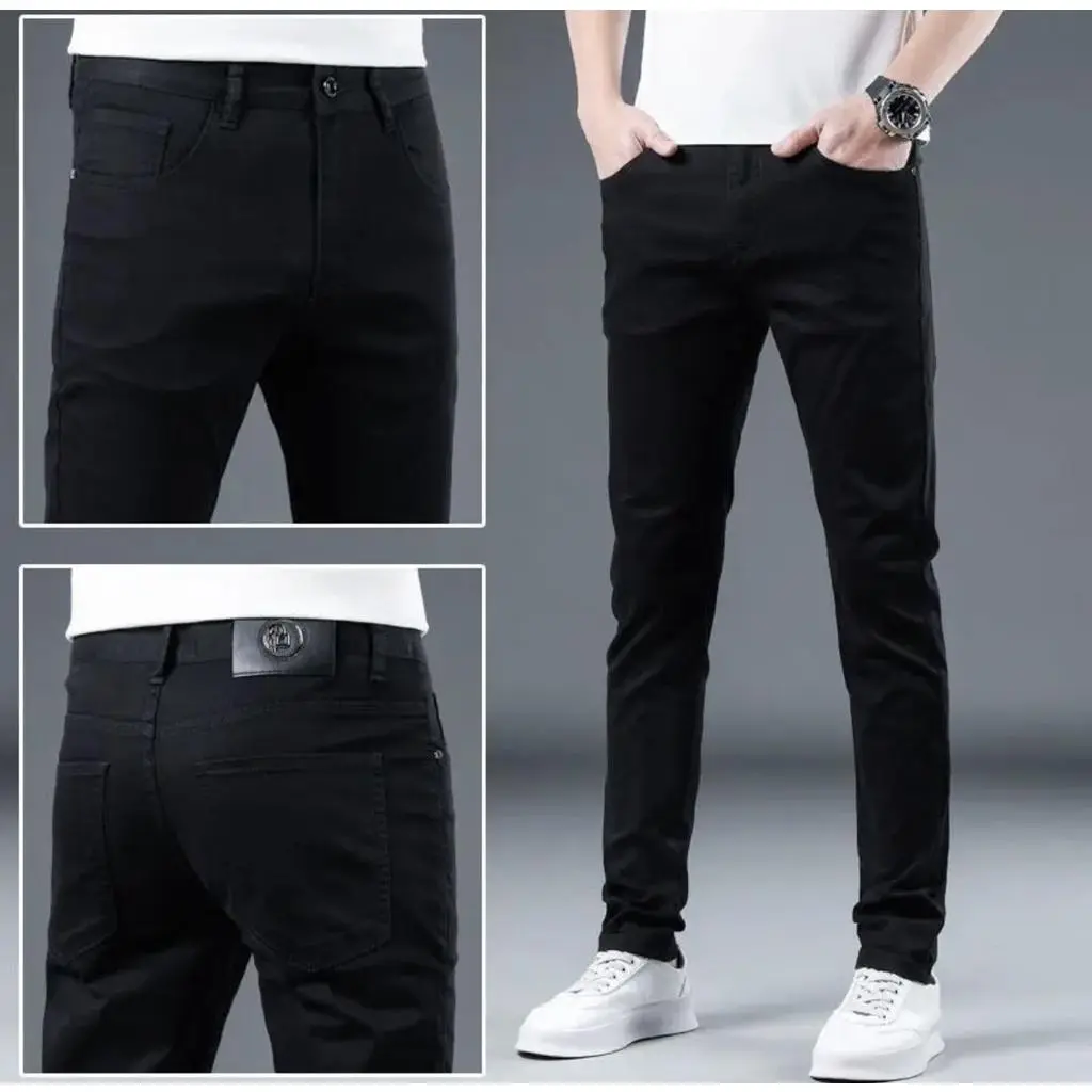 Quần jean nam đen trơn, slim fit Quần jean nam đẹp Chất jean co giãn cao cấp - 20 Menswear Pants Có Túi Cotton quanjeans namsale