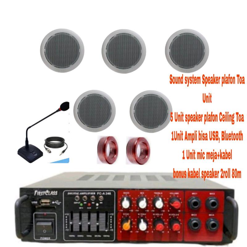 Paket Sound Toa Ruangan Cafe/Restoran/kantor Speaker plafon 5Titik 0