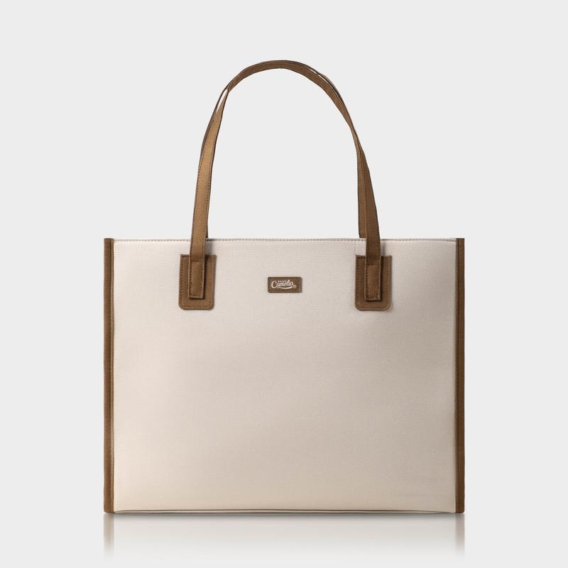 Camelia Brand Túi Work Tote Ngang Vải High Quality Polyeste & Da Quai Điều Chỉnh Kích Thước 38x29x11cm 3 Ngăn Đựng Laptop 14 Inch