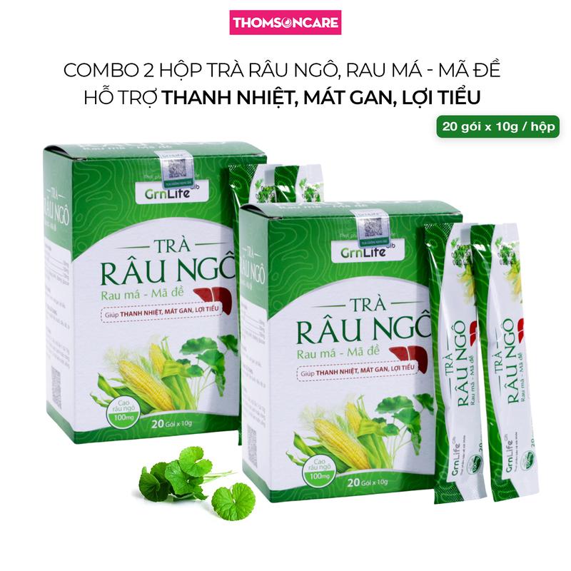 Combo 2 hộp Trà râu ngô rau má mã đề - 20 gói/hộp hỗ trợ thanh nhiệt, mát gan, lợi tiểu cho người nóng trong, mụn nhọt Nước Trà Tea Chè