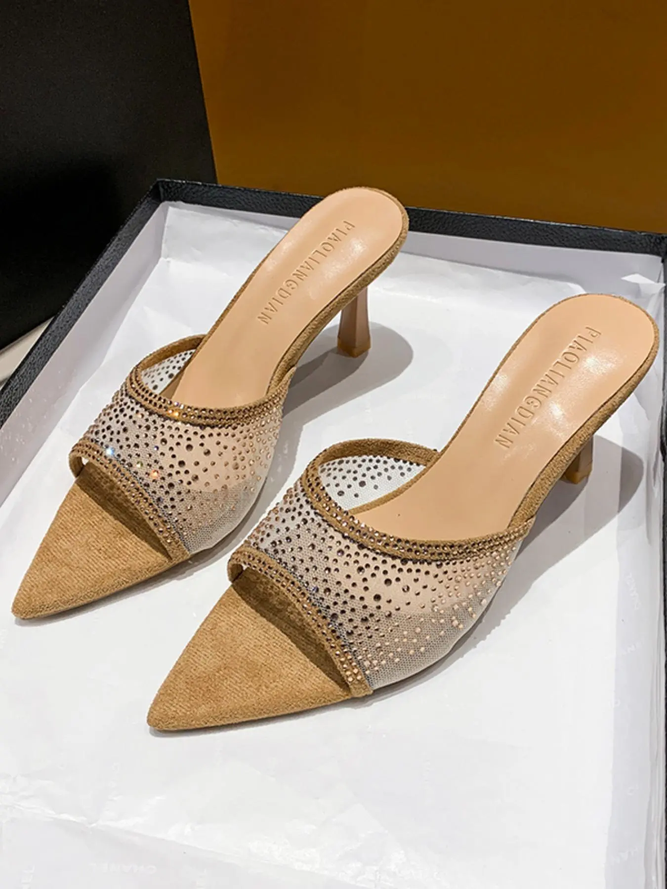 Women's Fashionable Glittering Pointed Toe Stiletto Heels, Elegant Temperament High Heel Sandals for Party, Daily Clothing Decor for Women & Girls, Shoe