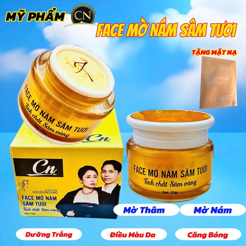 ( MỸ PHẨM CN ) FACE MỜ NÁM SÂM TƯƠI 25G ( NGÀY - ĐÊM ) Hỗ trợ Mờ Thâm - Nám - Tàn Nhang - Dưỡng Trắng - Căng Bóng - Chống Lão Hoá - Se Khích Lỗ Chân Lông Skincare Dưỡng Ẩm Da Làm Đẹp Da Chăm Sóc Da kem trị mụn hằng du mục