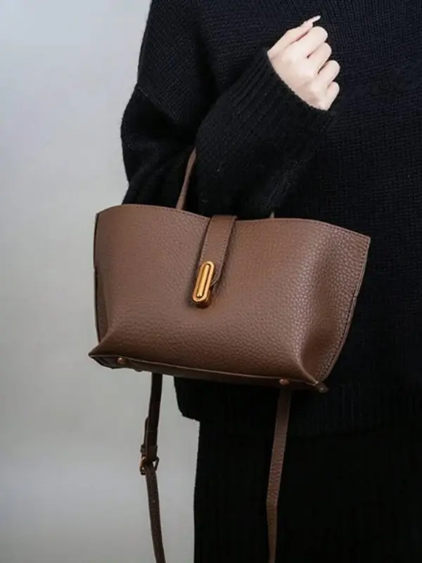 Women's Elegant Solid Color Handbag, Fashionable Crossbody Bag for Daily Used, Casual Trendy Versatile High-quality Daily Commuting Bag Textured Handbag 4