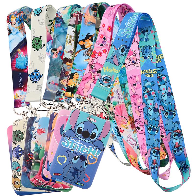 Lanyard Pasangan, Rekaan Comel Lilo Stitch, Untuk Kunci dan Rantai, Penutup Kad Kredit, Tali Pesona Telefon Bimbit Pas, Pemegang Lencana ID, Aksesori Kunci Phone 0