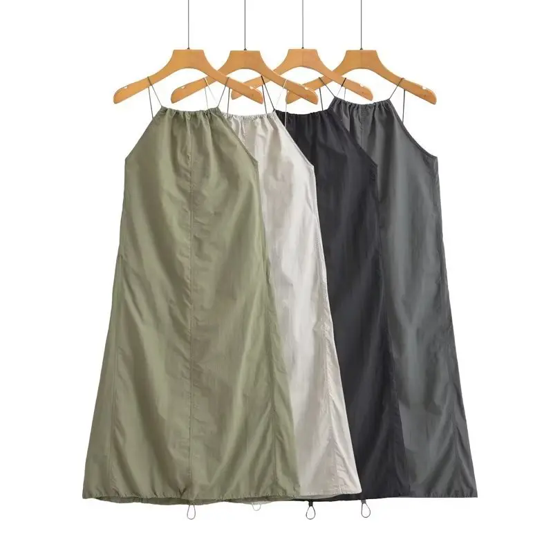 Váy Hai Dây Hở Lưng, Màu Trơn Phong Cách Thường Ngày 2330  Dress