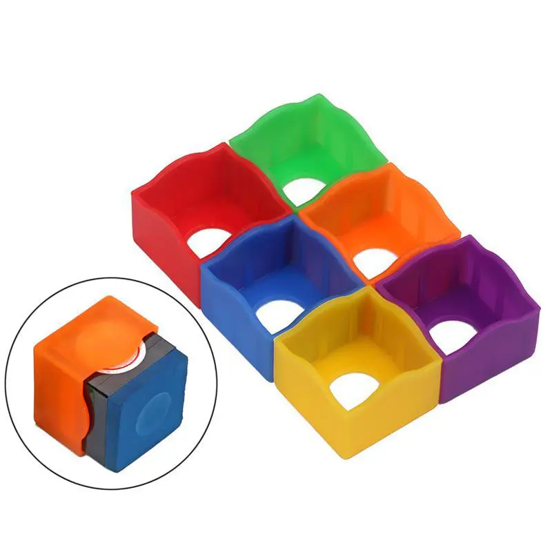 [PAL]10pcs Snooker Protective Covers Plastic Snooker Cue Rub Chalk Clamps Square Professional Durable Billiard Accessories