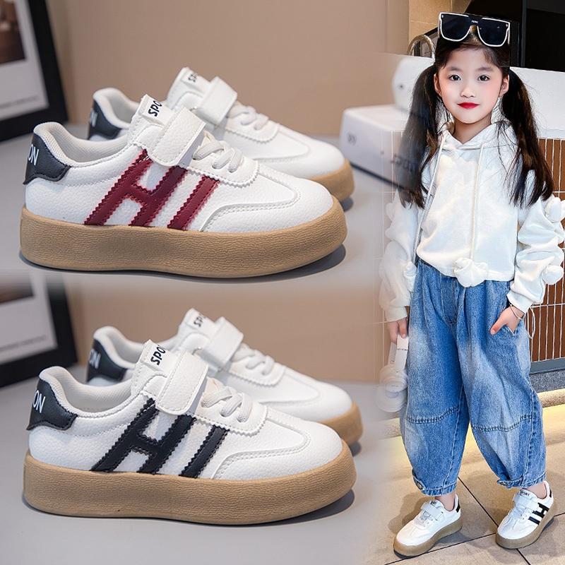 Giày Bata Bé Trai Bé Gái 3 Sọc, Giày Thể Dục Cho Bé, Giày Biểu Diễn, Giày Chạy Bộ Da Pu Siêu Mềm, Giày Thể Thao Bé Trai