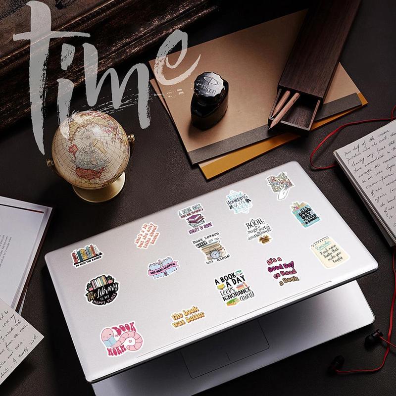 Bookish Themed Sticker, 50pcs/set Waterproof Self Adhesive Decor Paper, Decor Sticker for Gift Greeting Card Water Bottle Laptop Phone 7