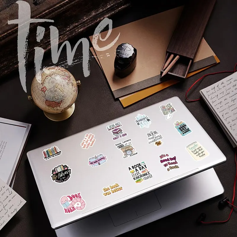 Bookish Themed Sticker, 50pcs/set Waterproof Self Adhesive Decor Paper, Decor Sticker for Gift Greeting Card Water Bottle Laptop Phone 7