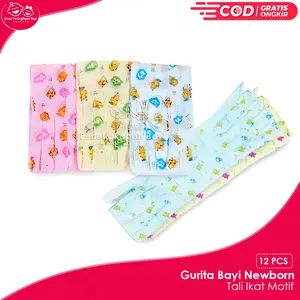 12pc Gurita Bayi Tali Ikat Motif Warna Baby Newborn