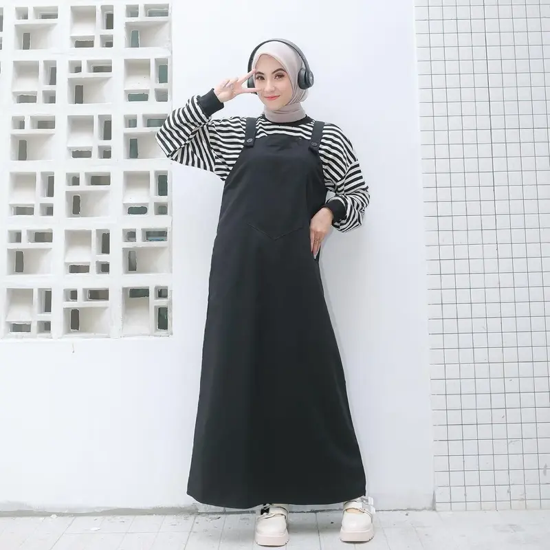 Aerora Baju Kodok Overall Rok Wanita Motif Polos Premium Terbaru 2025 Simpel Kekinian Katun Panjang 3