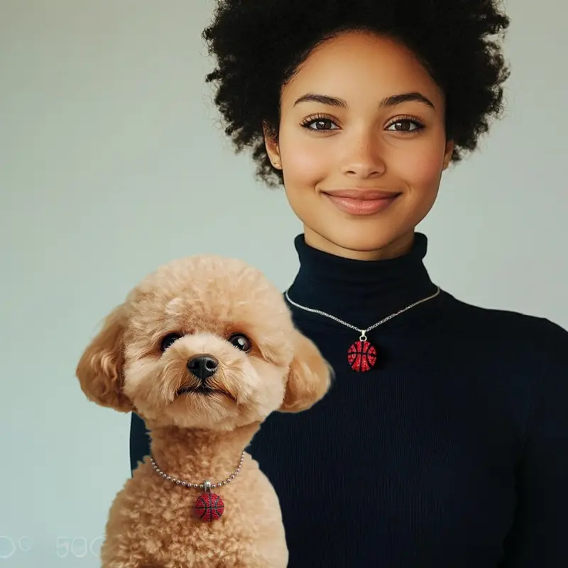 Pet & Owner Same Necklace, 2 Counts/set Fashionable Full Diamonds Sports Necklace, Adjustable Length Pet Neck Accessories, Small and Medium Dogs and Cats, Pet Daily Wear Necklace 3