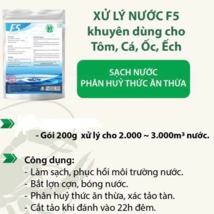 MEN XỬ LÝ NƯỚC F5, XỬ LÝ LỢN CỢN DÀNH CHO AO NUÔI TÔM, CÁ, ẾCH