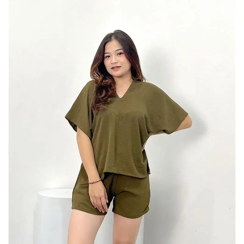 ONE SET NINA LONG SQUARE HOTPANTS CRINKLE AIRFLOW MUAT JUMBO LD 130 0
