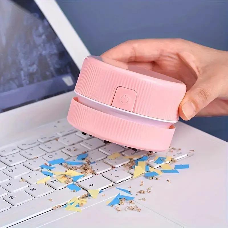 Product Introduction of Portable Mini Desktop Vacuum Cleaner, 1 Count Battery Powered Keyboard Cleaner, Desktop Cleaning Tool for Home Office, Gift for Friends 0