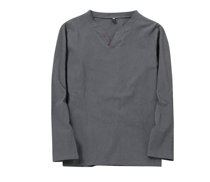 Product Introduction of Men's Casual Loose Fit V-Neck Long Sleeve Linen Beach Shirt kurta  lelaki alain delon kurt a lelaki hari  raya  outfit kurta  3  suku  lelaki 13