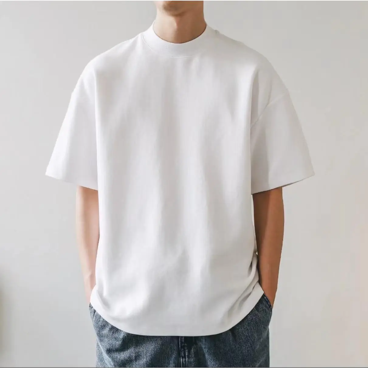 400G Heavy Cotton T-shirt Thick and Opaque Short Sleeve Men's and Women's American-Style Small Neckline Loose plus Size Bottoming Top
