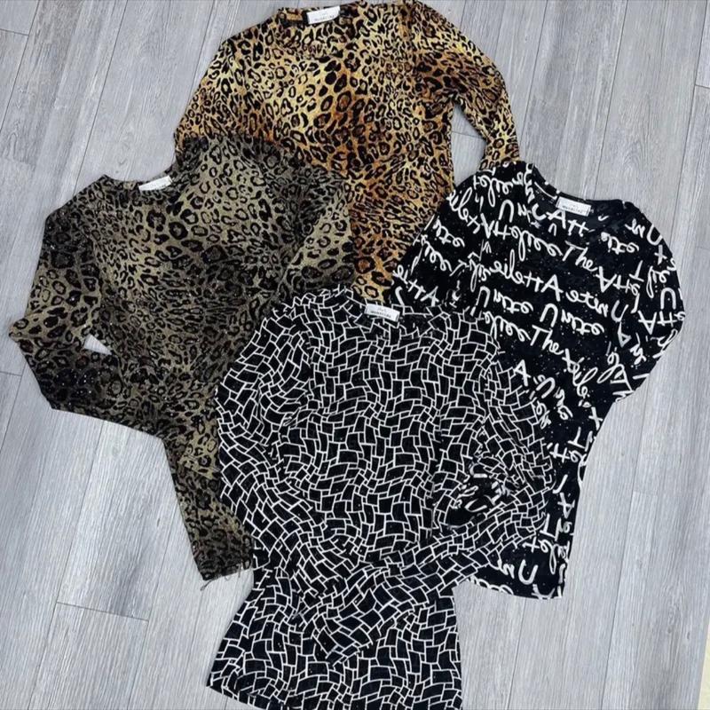 A1 - Áo lưới tay dài Nhũ Tim Tuyến Tặng kèm áo ống trong họa tiết sang