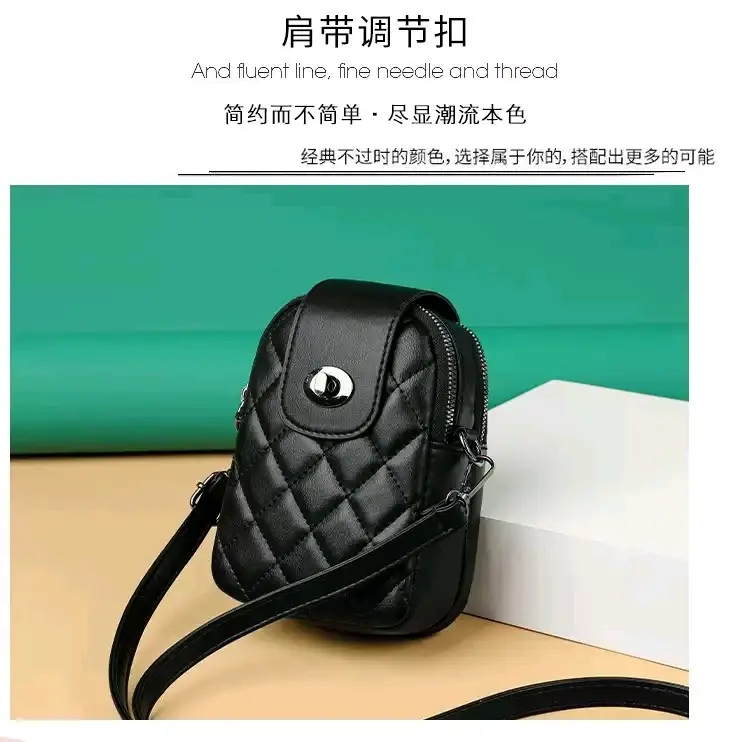 HM - Tas Selempang Wanita Tas Hp Tas Wanita Bahan Kulit Motif Jahit Terbaru 2023 Tas Kulit PU 7