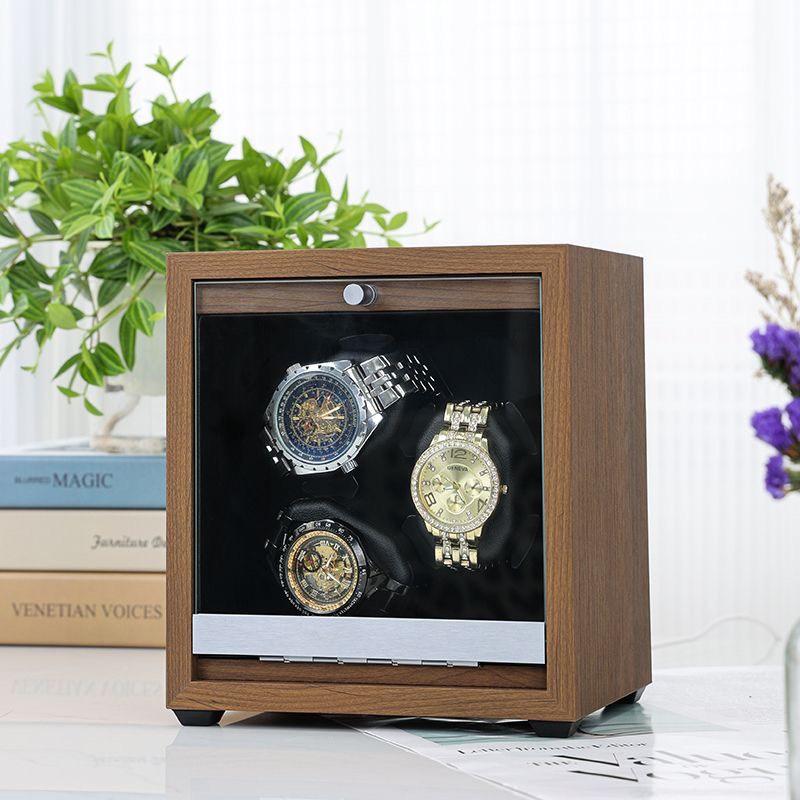 Hộp xoay 3 đồng hồ bằng gỗ Saike - 4 chế độ xoay - có đèn led - mở nắp tự dừng - Decor Phòng - Trang Trí Nhà - Đề Bàn - Tráng Gương - Phụ Kiện, Women, Treo Tường