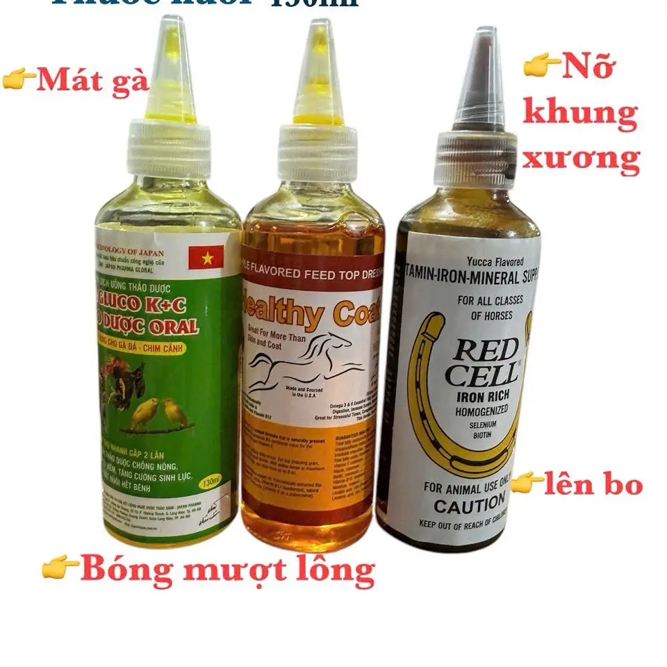 Combo nuôi gà đá nỡ khung xương lên bo Cho gà ( recell Hethycold điện giải ) 130ml
