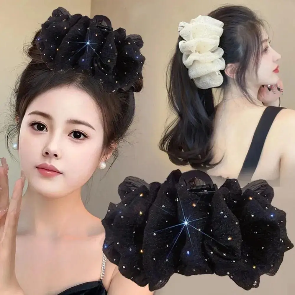 Kẹp Tóc Lưới, Thiết Kế Nơ Lớn, Thanh Lịch Và Thời Trang, Kẹp Tóc Càng Cua Nữ, cài tóc Công Chúa, Kẹp Lấy, Phụ Kiện Tóc Nữ